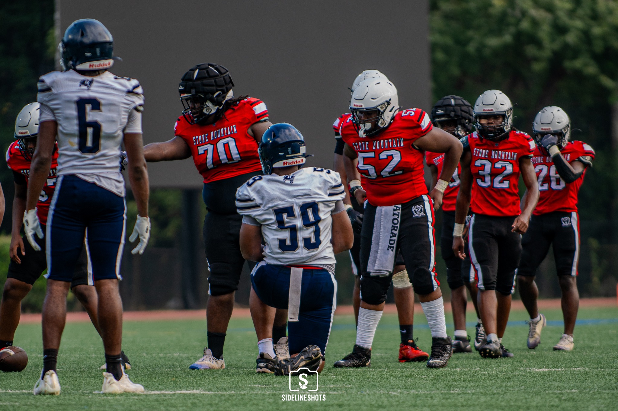 Stone Mountain defense gathered between plays